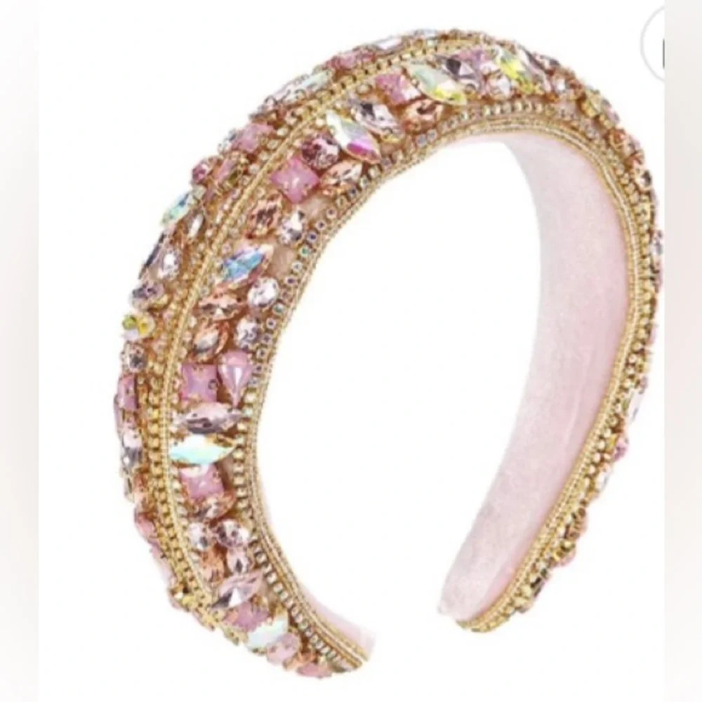 New HAIMEIKANG Velvet Rhinestone Baroque Headband, Crystal Gemstone Headband
